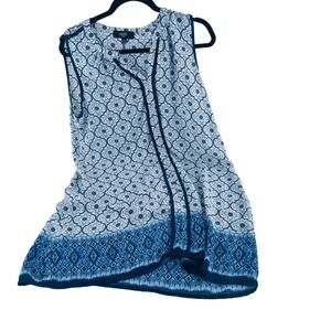 Naif Petite Women's Dress size PXL Blue White Sleeveless Pullover V Neck Polyest